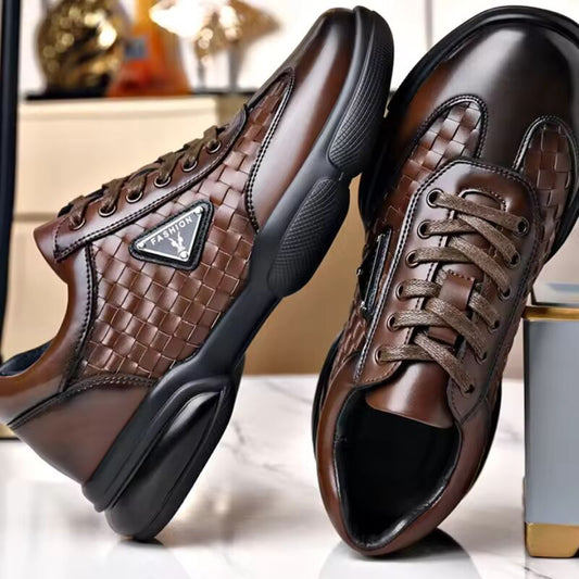 Men's Shoes Original Casual Leather Men Training Wear Resistant Sneakers Outdoor Male Treking Footwear Breathable Lace-up Shoes